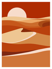 vector background dramatic desert dunes and sunset