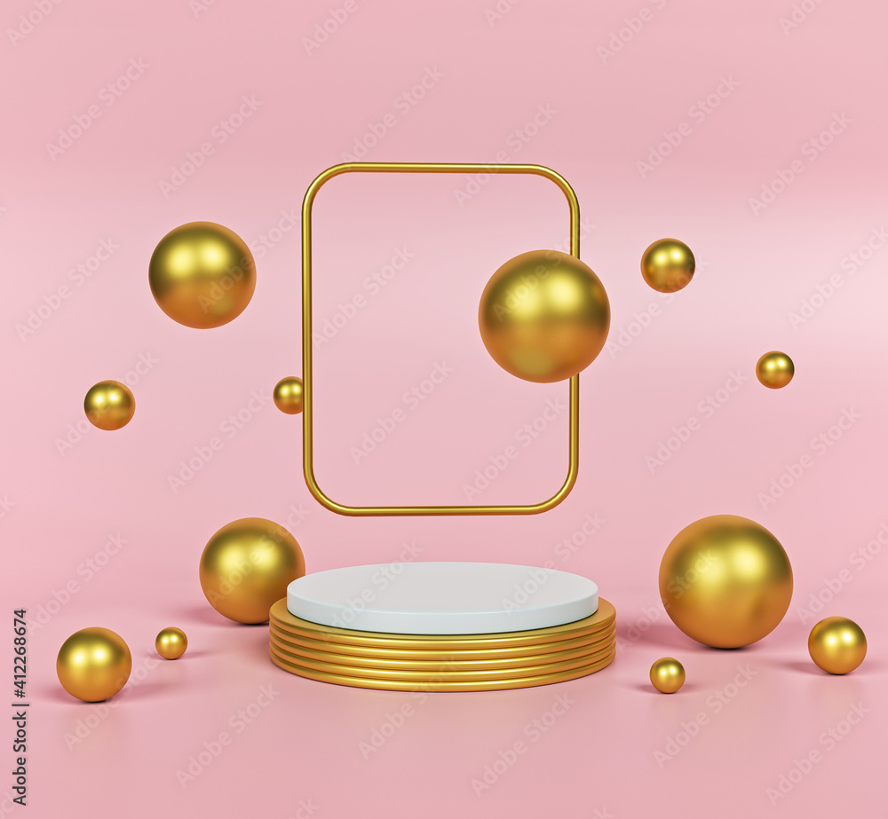 Aufkleber abstract trendy background. minimal scene with geometrical forms. showcase, display podium. 3d rende