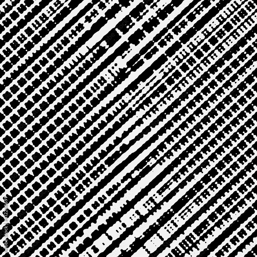 Poster diagonal abstract pattern of distorted lines in black and white