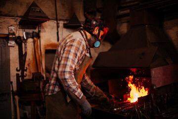 Fire of blacksmith in the blacksmith's workshop.