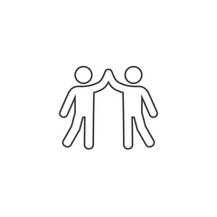 High five hand gesture silhouette line icon. Friendship. Friends. Isolated vector illustration