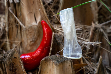Red peper and condom 