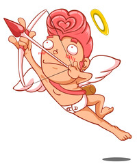 Cupid cute vector. Valentine’s Day and mascot. Cartoon vector. Isolated on white background 