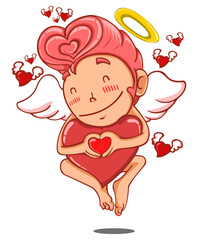 Cupid cute vector. Valentine’s Day and mascot. Cartoon vector. Isolated on white background 