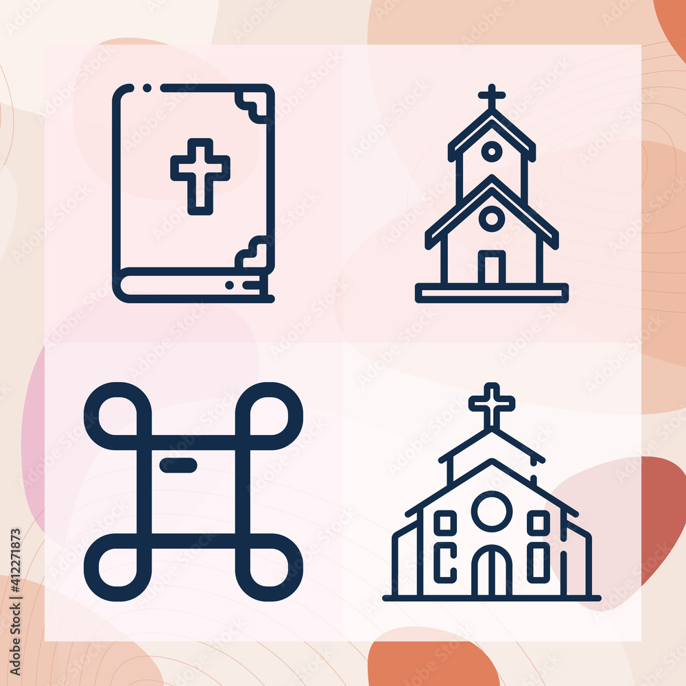 Wall mural simple set of congregation related lineal icons