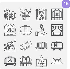 Simple set of pioneer related lineal icons.