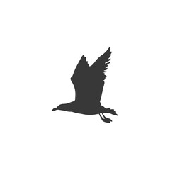 Icon of flying seagull silhouette vector in modern flat