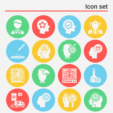 16 pack of psychologist  filled web icons set