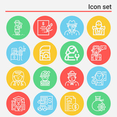 16 pack of farm out  lineal web icons set
