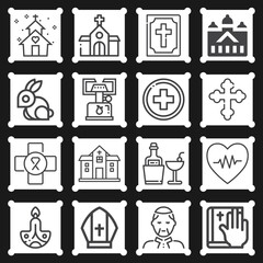 16 pack of christianity  lineal web icons set