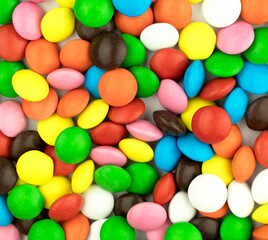 Rainbow bright candies. Cheerful colorful childrens yummy background