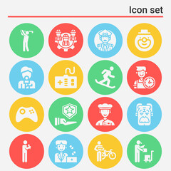 16 pack of officer  filled web icons set