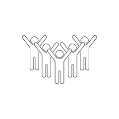 Obraz premium Fans line icon flat. Simple vector symbol and bonus icon. Successful business people hands up