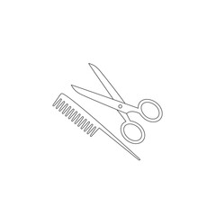 Flat line icon scissors and combs isolated on white background. Beauty saloon 