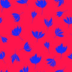 Fototapeta na wymiar Bright floral pattern. Seamless background. Hand drawn modern illustration of large flower heads on solid color. Cloth, web, attachment, stationery design