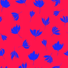 Fototapete Schmetterlinge Helles Blumenmuster. Nahtloser Hintergrund. Handgezeichnete moderne Illustration von großen Blütenköpfen auf Volltonfarbe. Stoff, Web, Zubehör, Briefpapierdesign