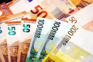 euro banknotes and coins background