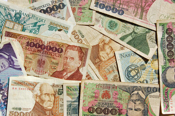 Many Polish banknotes, suitable for background
