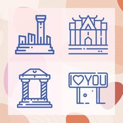 Simple set of statue related lineal icons