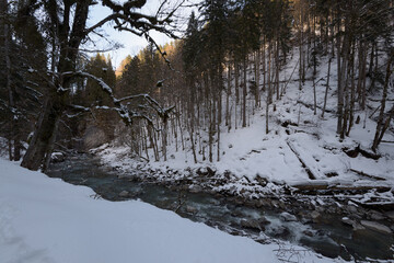  Garmisch-Parenkirchen, Germany - ferb 6, 2018:  Partnachklamm in Garmisch-Partenkirchen / Germany .