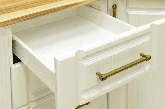 White Drawer Counter In Kitchen.home Furniture In Neoclassicism Style