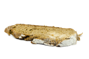 Rustic bread slice isolated on white background