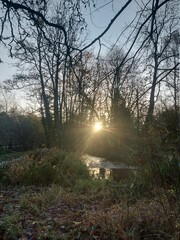 Sunrise over a canal in winter