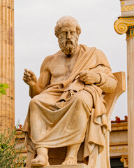 Fototapeta premium Plato marble statue, the famous Greek philosopher and thinker, Athens Greece