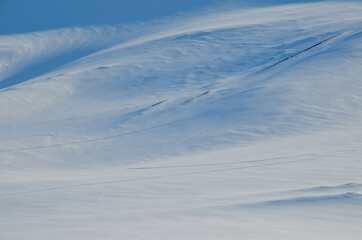 The magical beauty of Svalbard. Unusually blue snow against the clear sky.