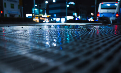 Abstract night background with shiny wet street