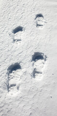 Footprints in the snow.