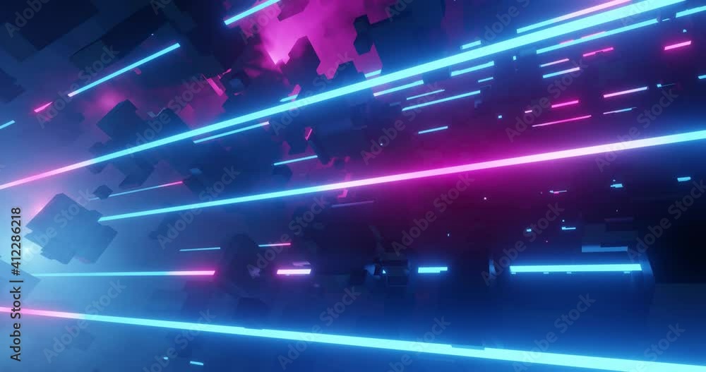 Poster 3d futuristic abstract business and technology concept, acceleration of data and neon light ray. mot