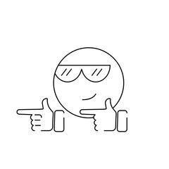 line cool face gesture emoji expression, hands and sunglasses