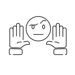 Hand wave waving hi or hello gesture line art vector icon for apps and websites, cinema and director. Movie, interesting and curious face or emotion