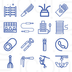 16 pack of cords  lineal web icons set