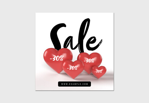 3D Heart Social Media Layout