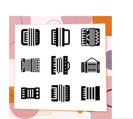 Simple set of 9 icons related to historian