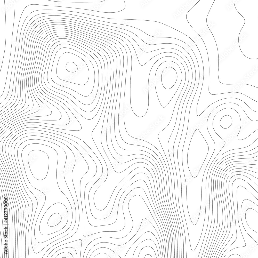 Poster topographic texture map on white background. topo map elevation lines. contour vector abstract vecto