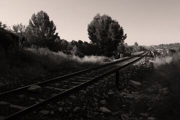 Obraz premium Vía de ferrocarril. Hellín (Albacete-España).