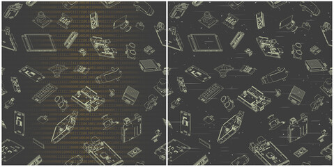 Arduino hardware seamless blueprints illustration
