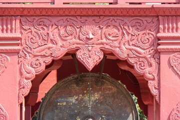 gong in a buddhist temple (wat phra that haripunchai) in lamphun in thailand