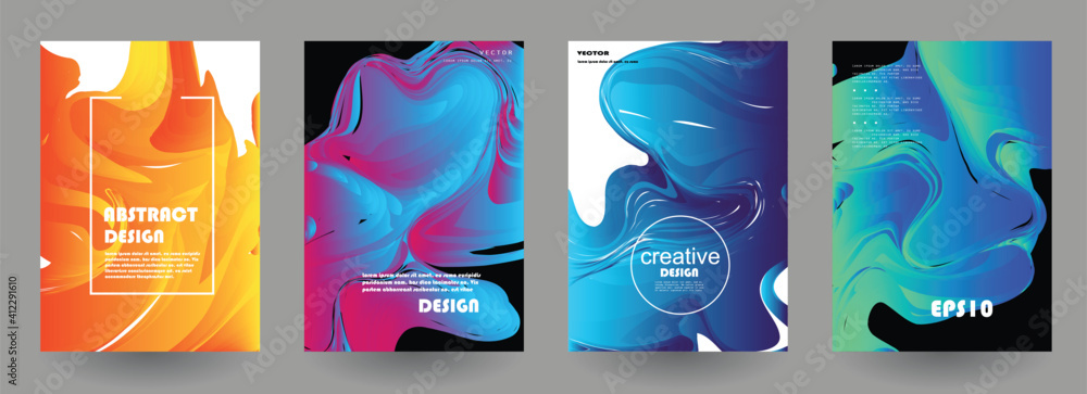 Canvas Prints modern abstract covers set, modern colorful wave liquid flow poster. cool gradient shapes compositio