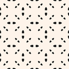 Black and white vector minimalist seamless pattern. Subtle minimal geometric ornament, abstract monochrome background texture. Simple wallpapers with small dots, tiny shapes. Repeat decorative design