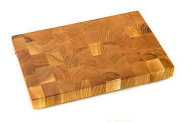 Wooden cutting board isolated on white.
