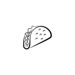 Taco line illustration, vector icon, flat, logo 