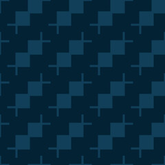 Vector abstract seamless pattern. Stylish geometric texture with square shapes. Simple modern geometrical background in dark blue color. Repeated design for decor, tileable print, cover, textile, wrap