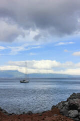 Fototapeta premium Pico island, sail boat, sailing, atlantic ocean, Azores.