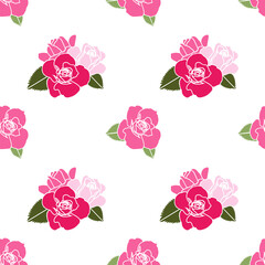 Roses on white background, floral seamless pattern