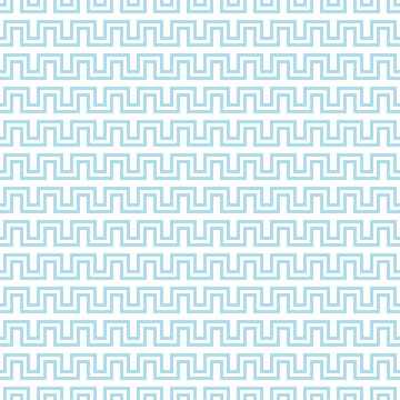 Vector geometric lines seamless pattern. Simple texture with stripes, horizontal snake lines, zigzag. Abstract geometry. Blue and white graphic background. Simple geo ornament. Elegant repeat design