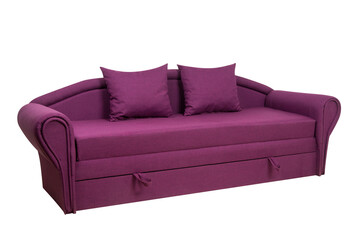 Obraz premium Purple sofa isolated on white background. Purple sofa isolated on white include clipping path.